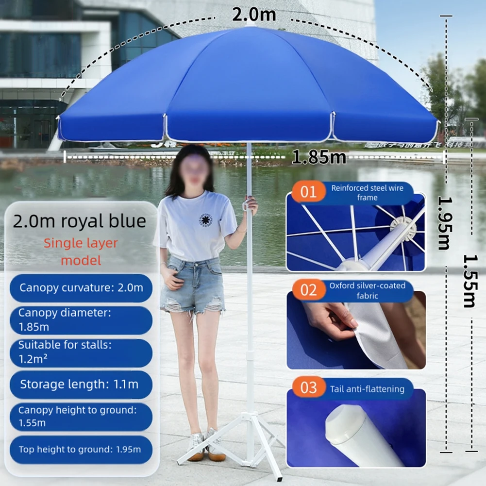 

1pcs 2x2m Outdoor Parasol: Suitable For Beach And Outdoor Activities Sun Shelter Easy Installation