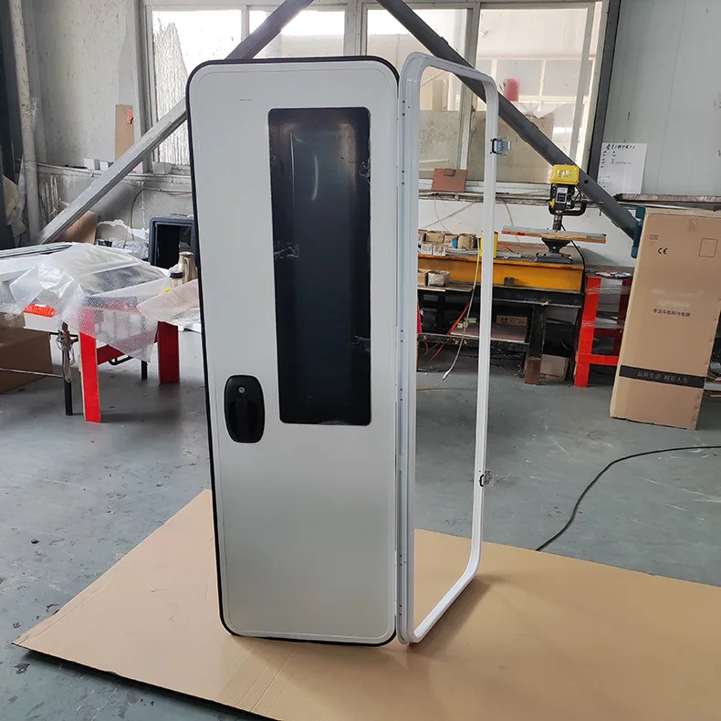 

Good Service 590X1750mm RV European Style Door With Trash Can With Tempered Glass Rv Door