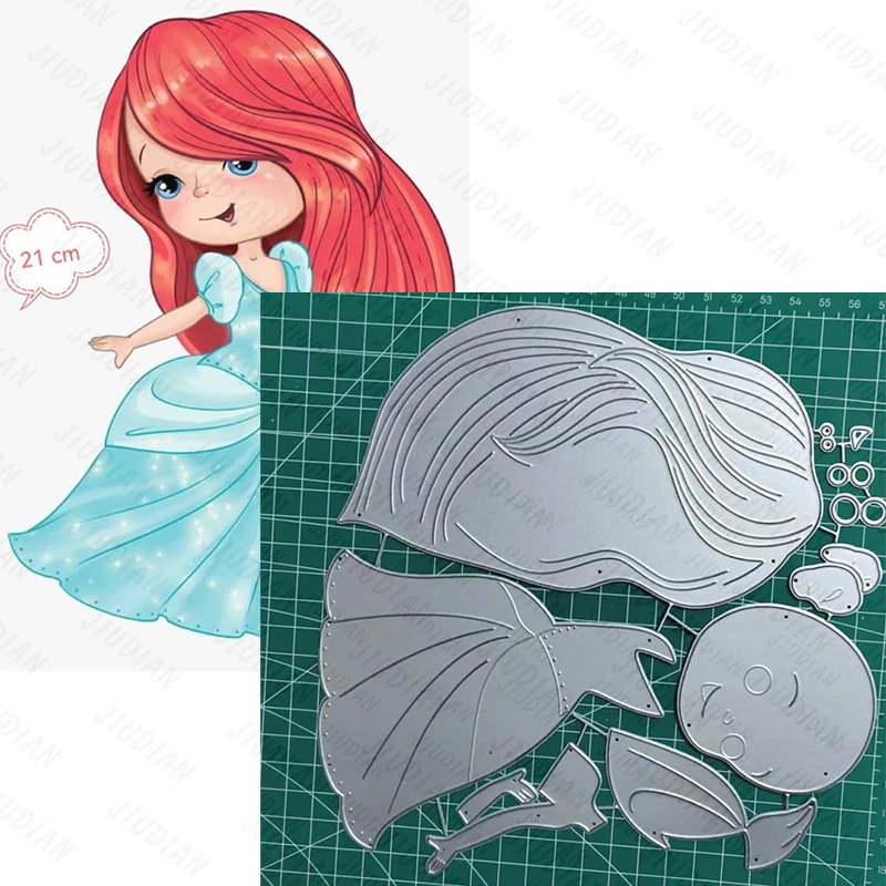 Girl Long Hair Floor-length Skirt Metal Cutting Die Metal Cutting Die for DIY Scrapbooking Crafts Handmade Christmas Gift Card