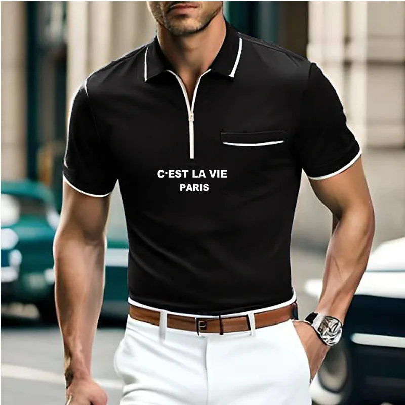 New summer men's casual short-sleeved Polo shirt Business fashion High quality T-shirt men's breathable Polo shirt men's clothin