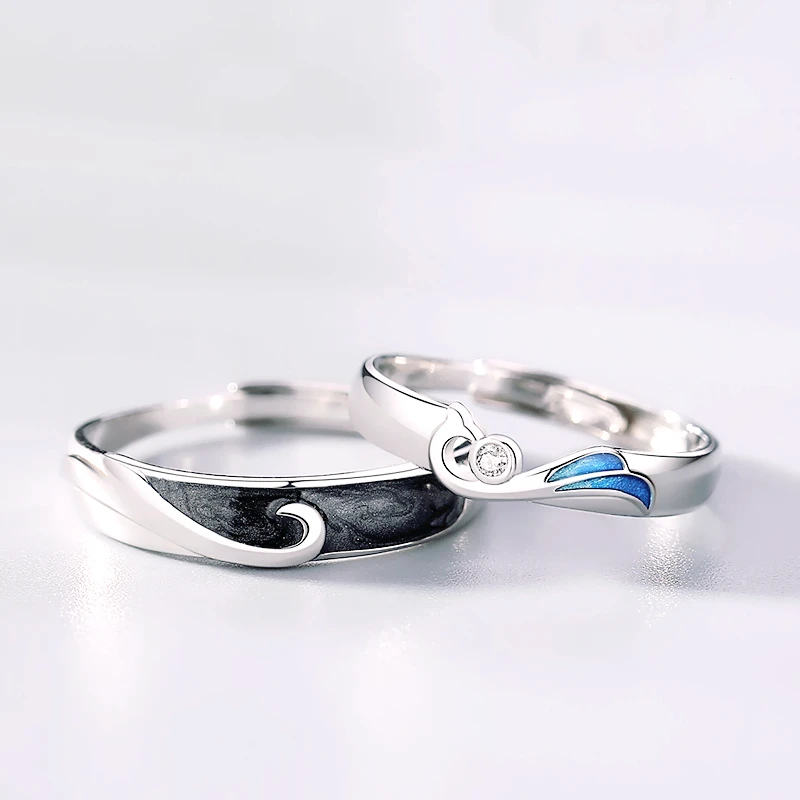 Sole Memory Sweet Romantic Valentine's Day Gift Dragon Phoenix 925 Sterling Silver Resizable Opening Ring For Women RI1332