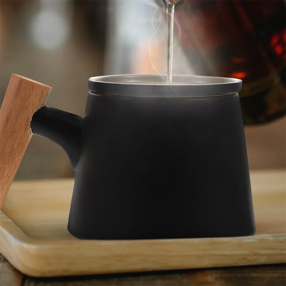 

1 set Ceramic Tea Cup with Lid Wooden Handle Infuser Filter Mug Coffee Water Drinking Vessel Glass Container