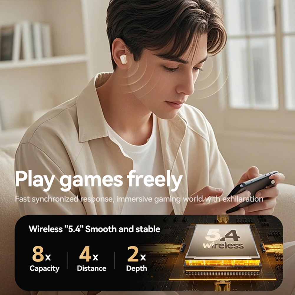 무선 이어버드 내장 마이크 헤드셋 BT 5.4 스포츠/운동/달리기용 충전 케이스가 포함된 방수 이어폰 헤드폰