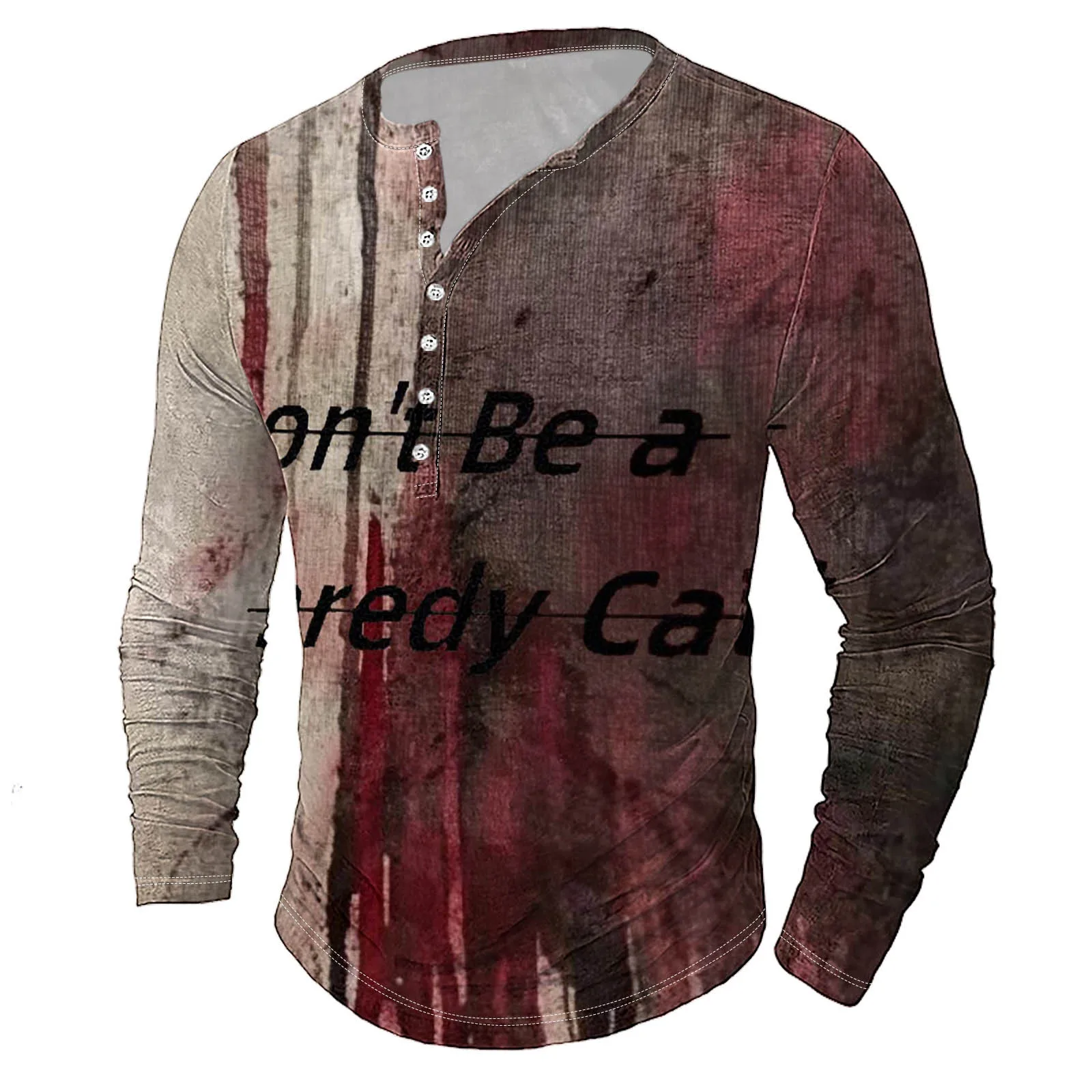 Halloween T Shirt For Men Henrley Shirt Blood Stains Graphic T-Shirts Long Sleeve Tee Oversized Clothing Tops Outdoor Streetwear