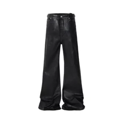 Men's Jeans Oil Wax Cotton Casual Cargo Denim Men's Clothing Coated Autumn Straight Loose High Street Jeans Owen Long Pants