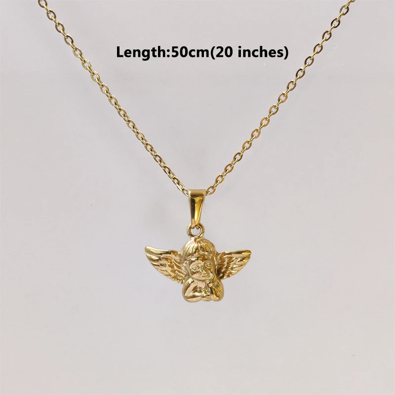 Engelsanhänger aus Edelstahl, Premium-Qualität, anlaufgeschützt, modischer Halsketten-Charm für Damen und Herren – Detail 3