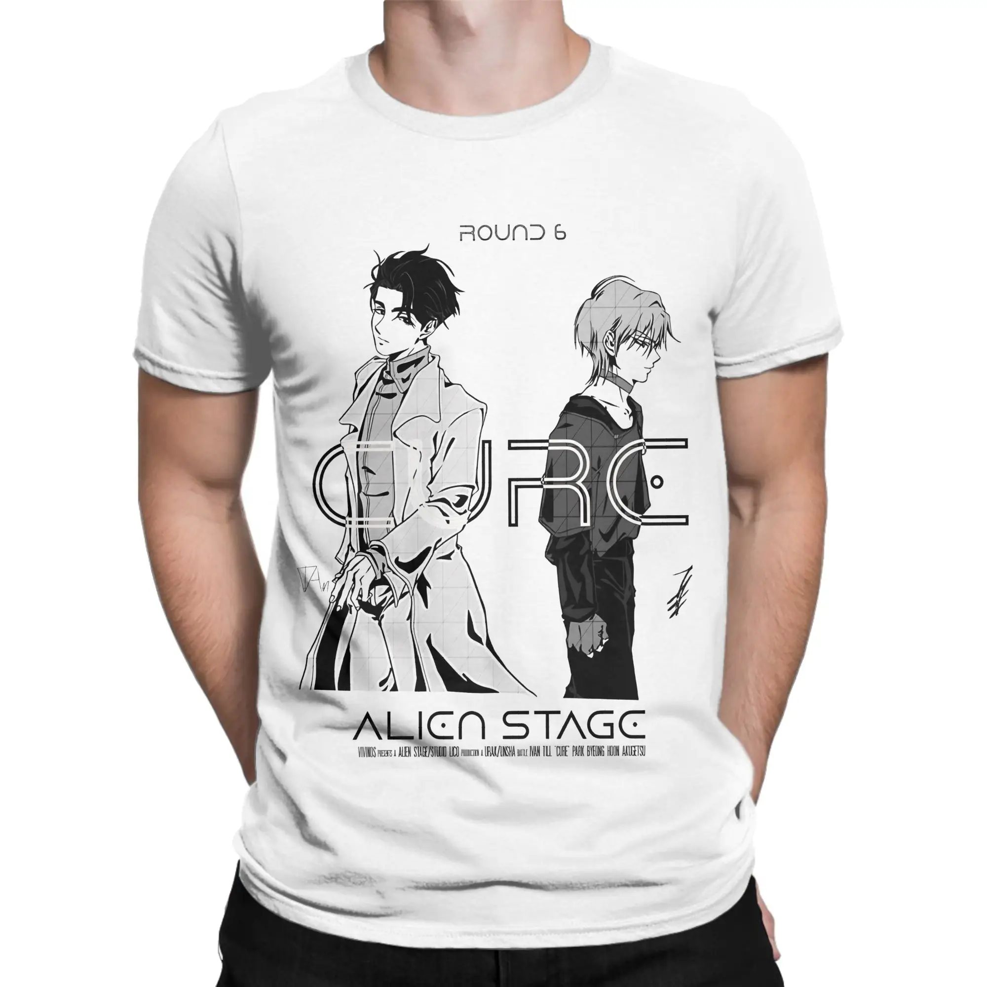 Men's T-Shirt Alien Stage   Casual Cotton Tees Short Sleeve  T Shirts Crewneck Clothes Big Size