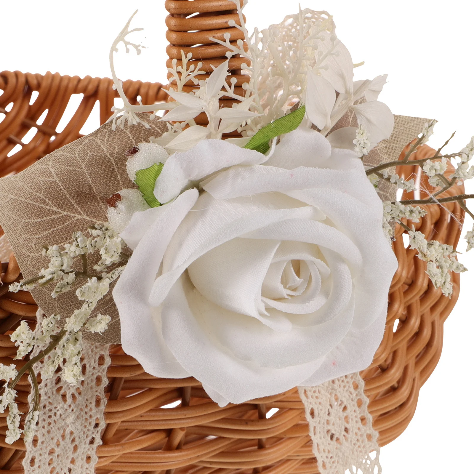 

Imitation Rattan Woven Basket Portable Fruit Storage Handmade Decorative Picnic Sundries Organizer Vegetable Snacks Holder