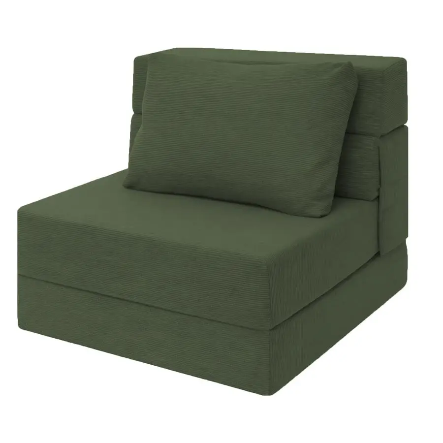 

Bed Foldable Mattress Folding Sleeper Sofa Chair Bed Floor Mattress with Pillow for Living Room Home Office GreenCorduroy, Singl