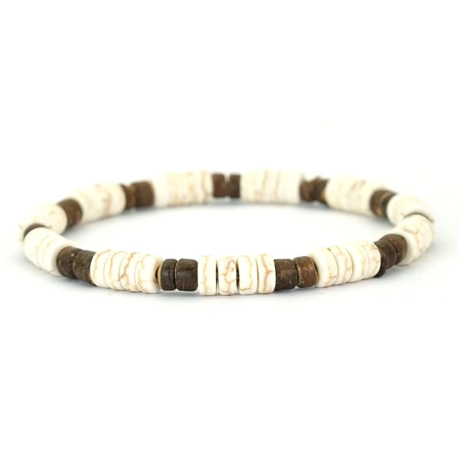 Vintage Turquoise Beads Bracelets For Men bohemian Wooden Charm Bracelet Jewelry