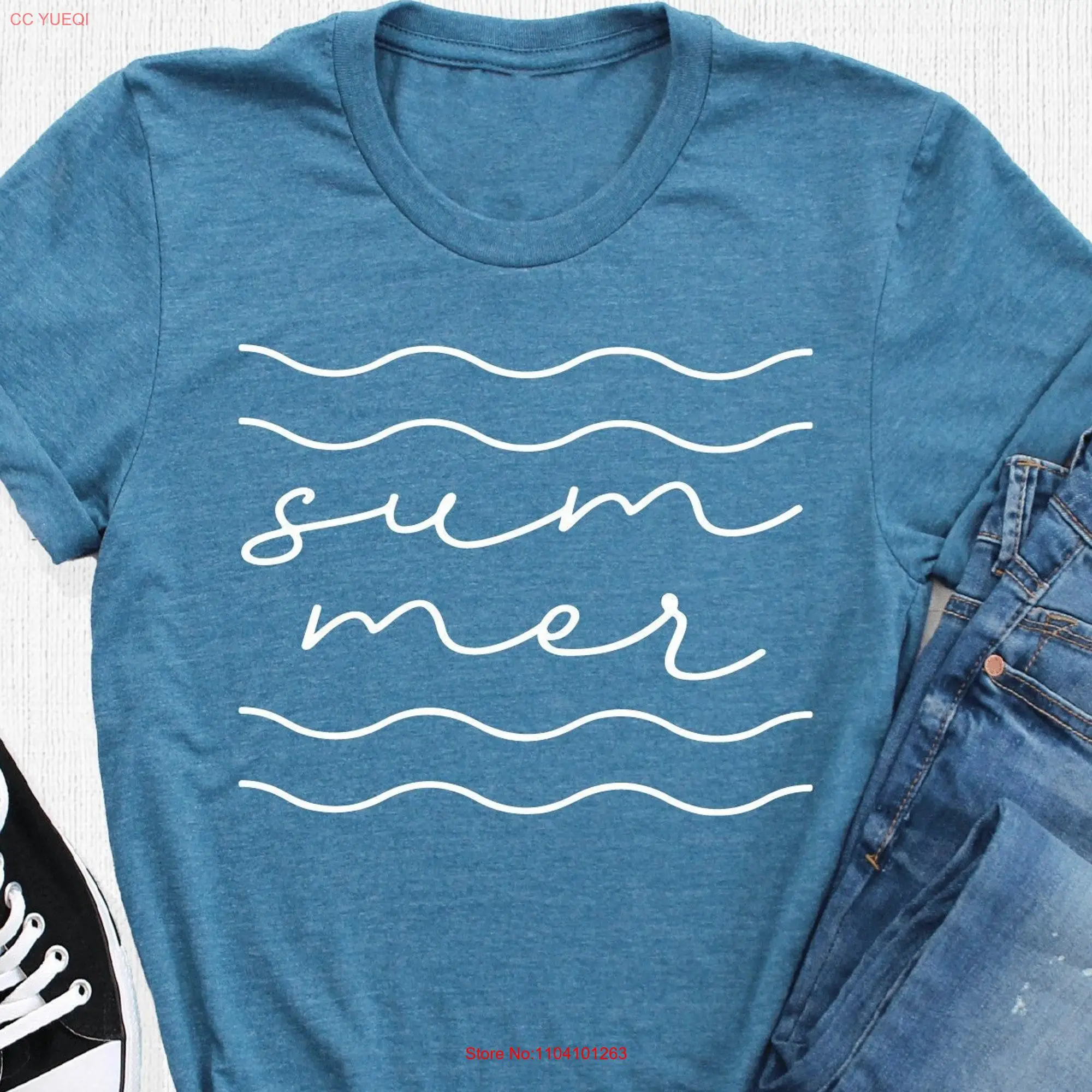 Summer T Shirt Sea Waves Vacation s Beach Vacay long or short sleeves