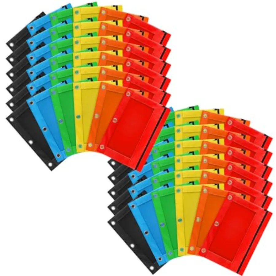 

Pencil Pouch for 3 Ring Binder, Pack Zipper Pencil Pouches/Case in Assorted Color, Durable Binder Pencil Pouch/Bag for Office S