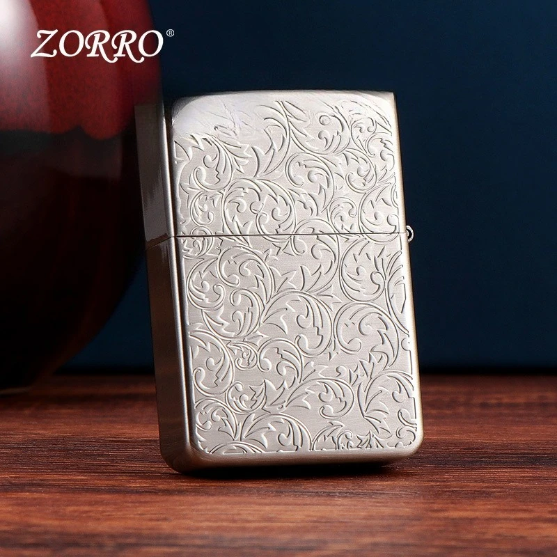 ZORRO 1941 Limited Edition Ancient Silver Tangcao Kerosine Windproof Lighter for Boys and Girls Ultra-thin