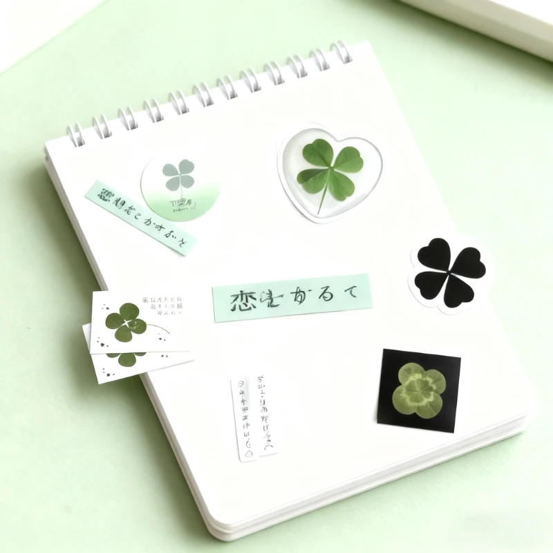 

40 шт., японская ретро наклейка с четырьмя листами клевера-записки, журнал, тетрадь, украшение «сделай сам», эстетические канцелярские принадлежности, чехол для телефона, наклейки