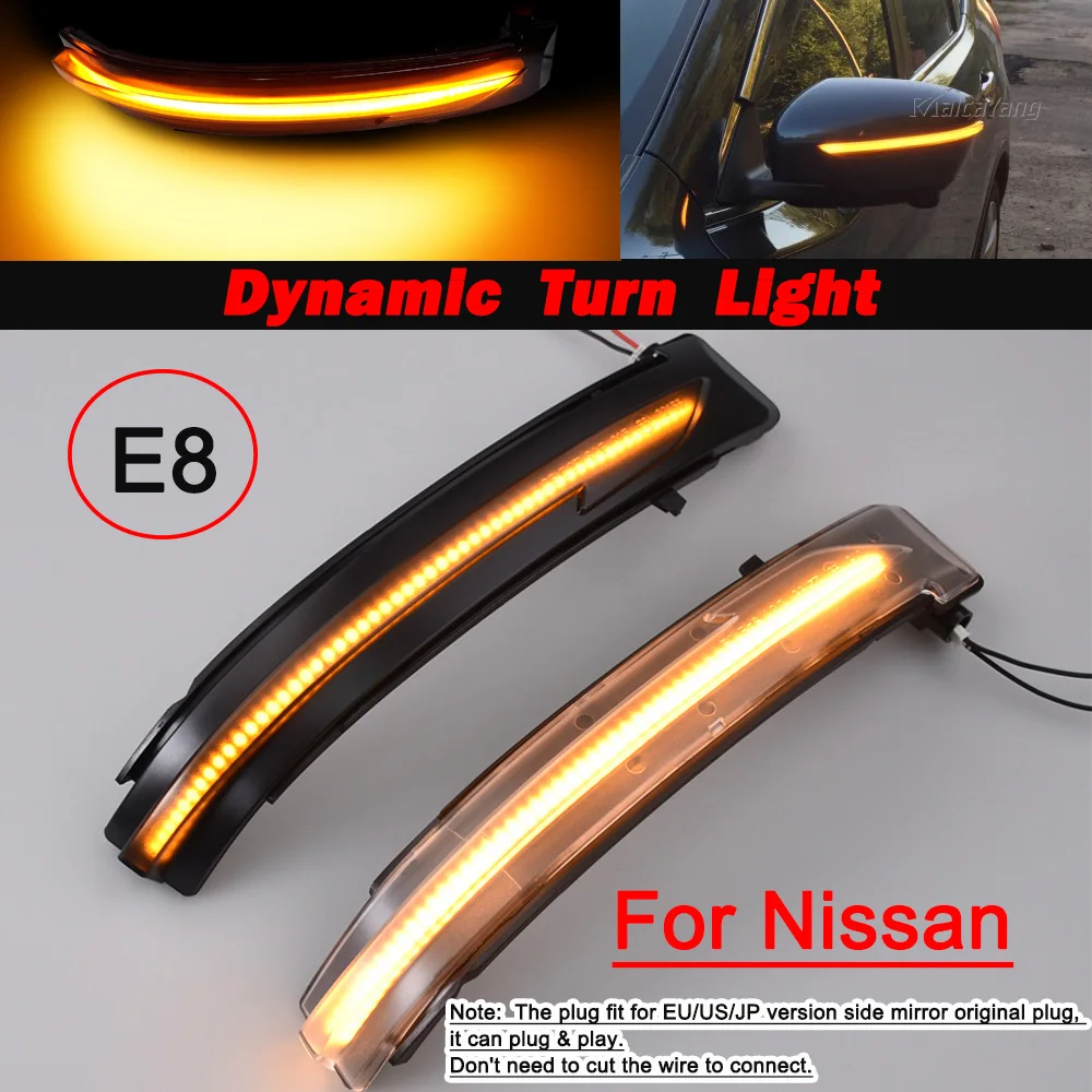 2pcs LED Dynamic Turn Signal Light Flashing Water Side Mirror Indicator Blinker For Nissan Qashqai Murano Navara Juke Terra