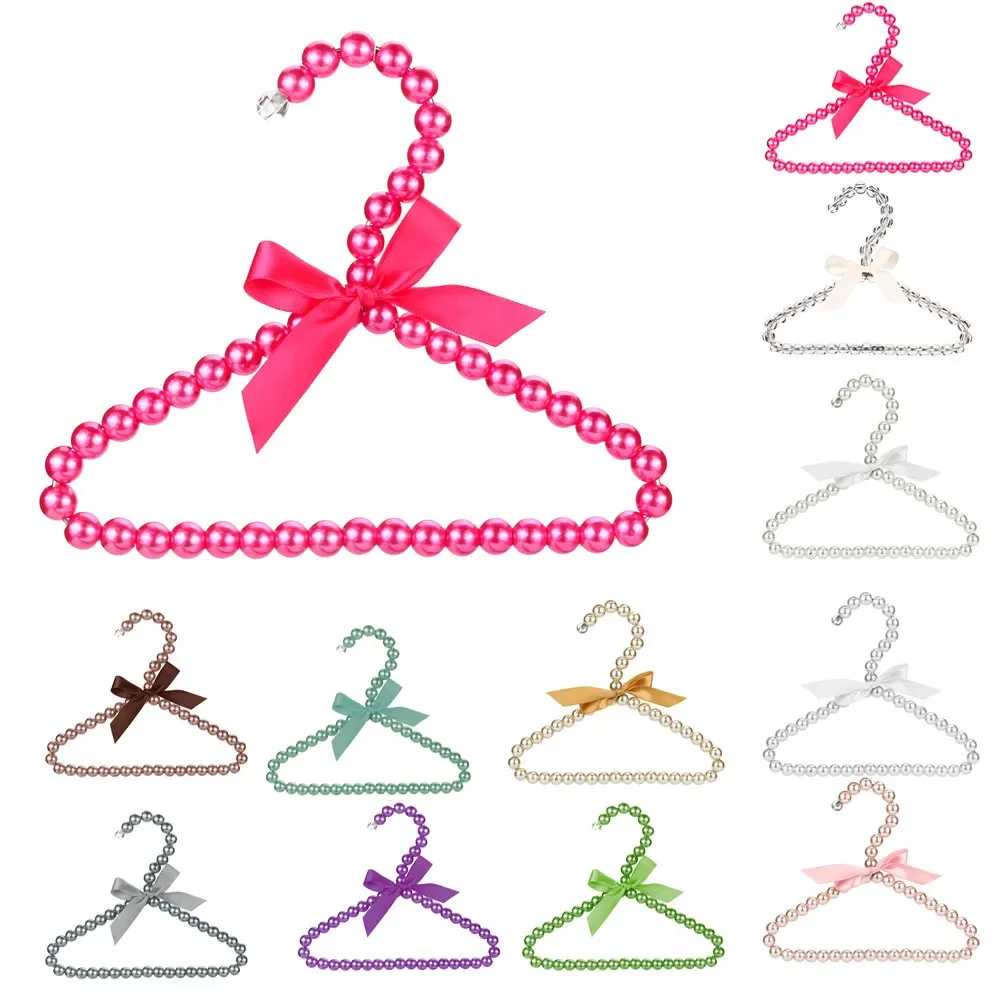 

5/10pcs Pearl Hanger Children Bow Racks Dog Hangers Laundry Hooks Plastic Hooks for Clothing Pet Cat Kids Fashion Baby Hangers