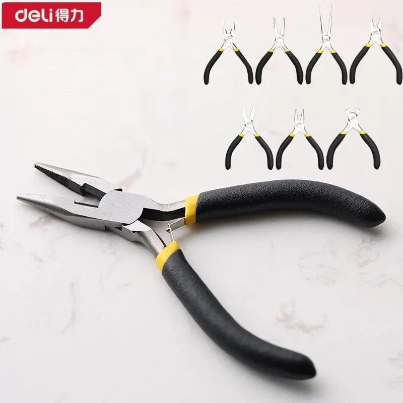 Deli Bending Pliers Multifunction Top Cutting Pliers Mini Wire Electrician Portable Diagonal Manual Pointed Pliers Multi Tools