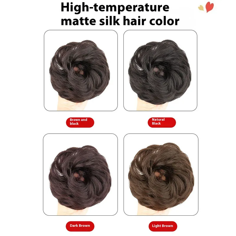 여성용 컬리 페이크 하리(자연스러운 볼륨 번 헤어스타일) 헤어밴드 포함 업두용 리얼리틱 여성용 합성 텍스처 헤어