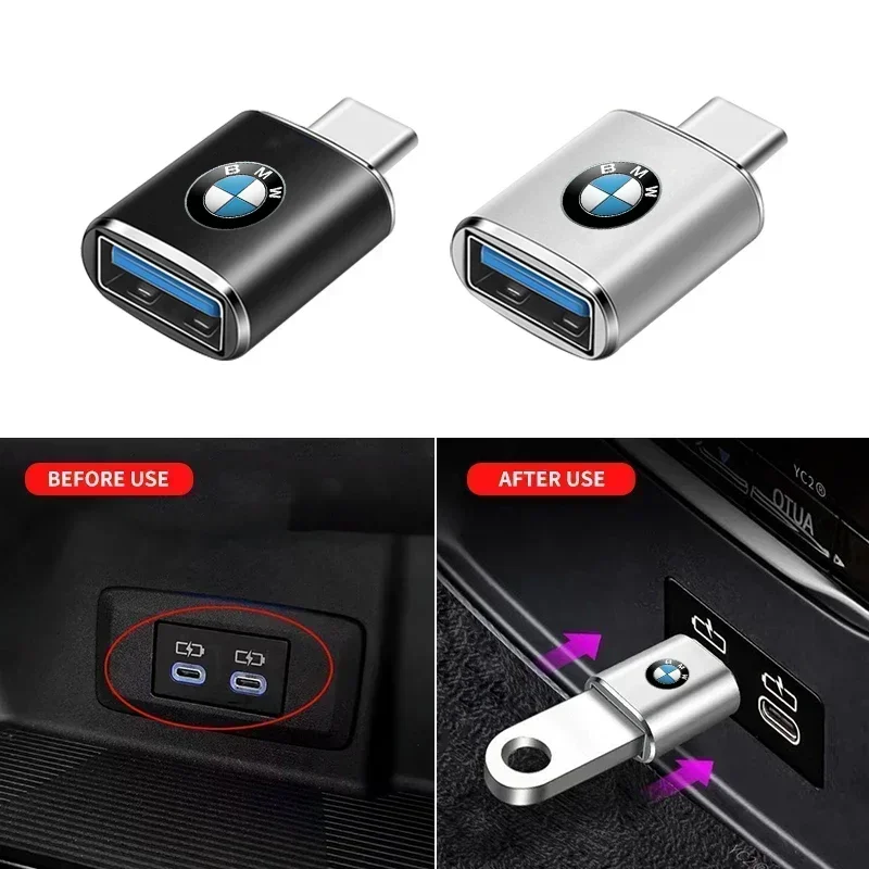 Car Type-C To USB 3.0 Interface Mini Converter Charging Adapter For bmw e46 e39 e90 e60 e30 f10 f11 f20 f30 g20 g30 x1 x3 x5 z4