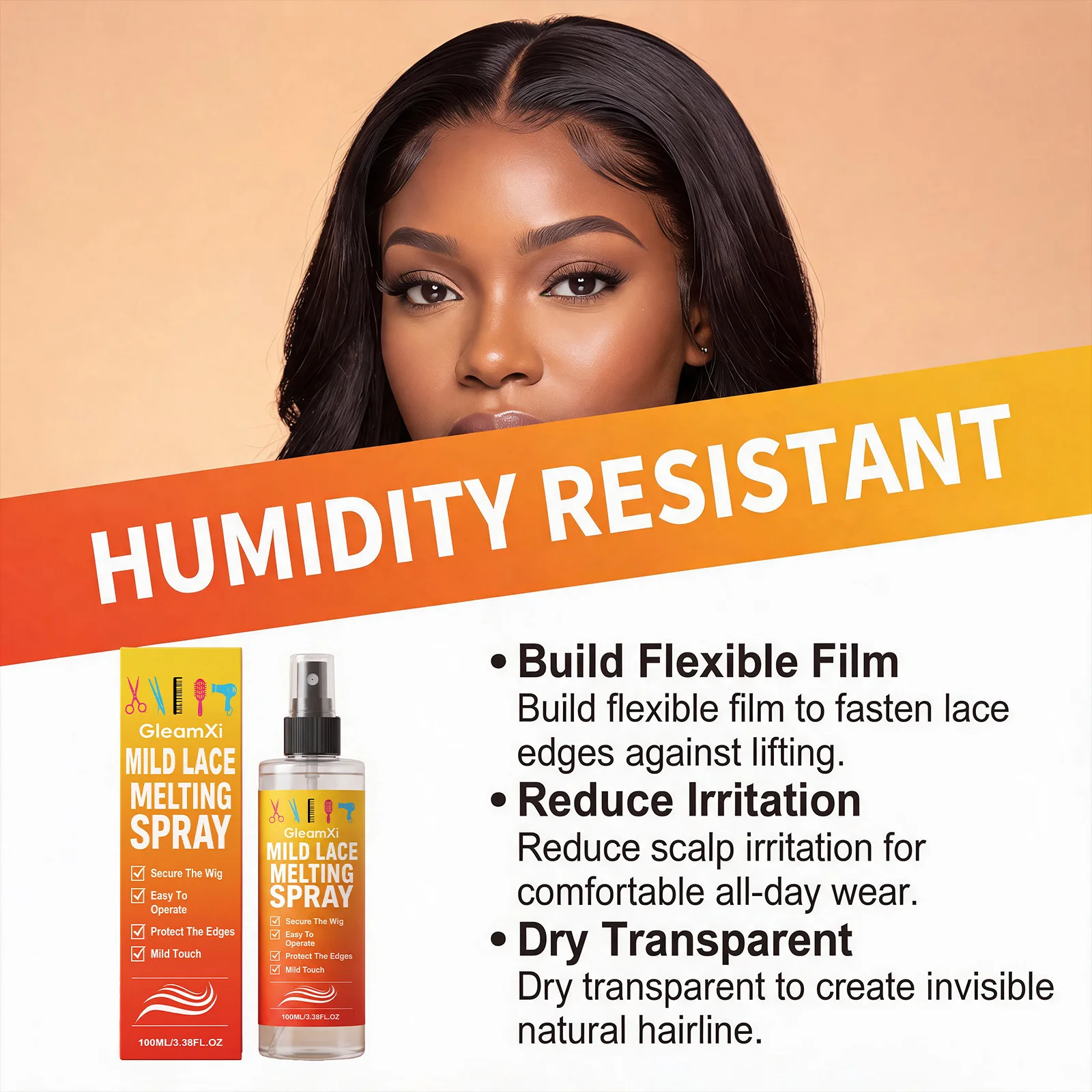 Lace Melting Spray Wig Adhesive Strong Hold Fast Drying Waterproof Invisible Glue Lace Front Wig Fixing Spray Natural Hairline
