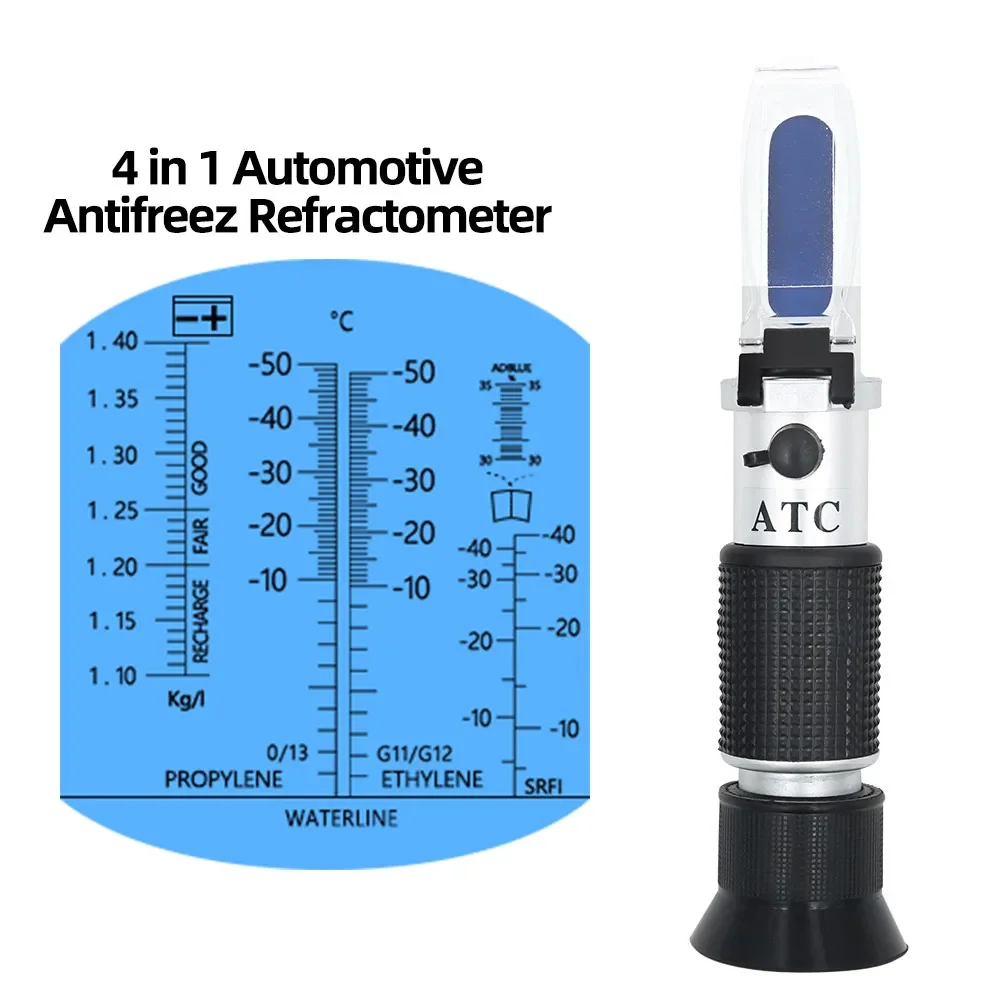 4 in 1 Car Automotive Refractometro Antifreeze Battery Fluid Refractometer Urea Adblue Glass Freezing Point Water Coolant Tester