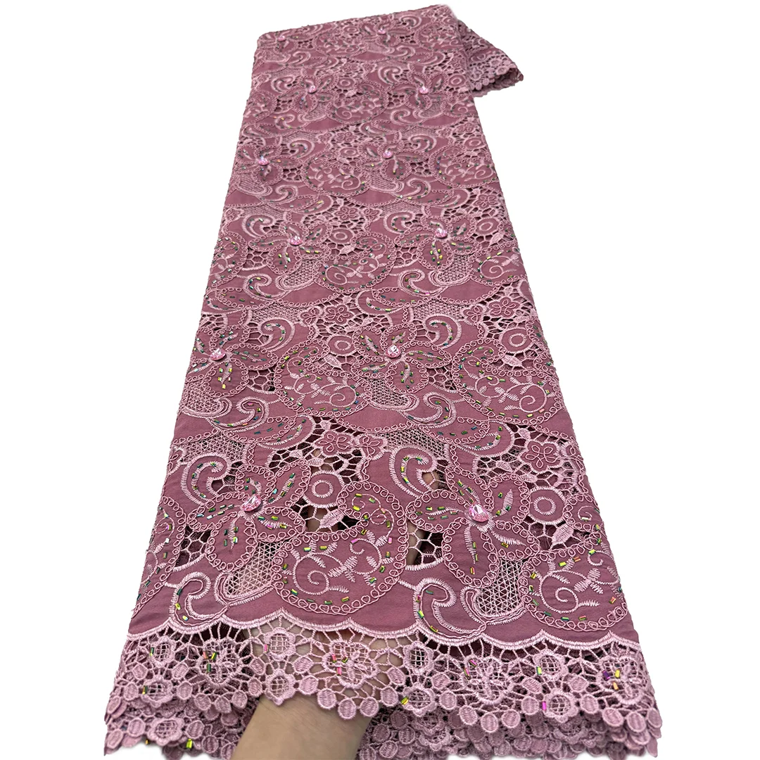 

Африканское кружево гипюр с кристаллами 2026 года, высококачественный водорастворимый нигерийский швейный материал, новейший дизайн