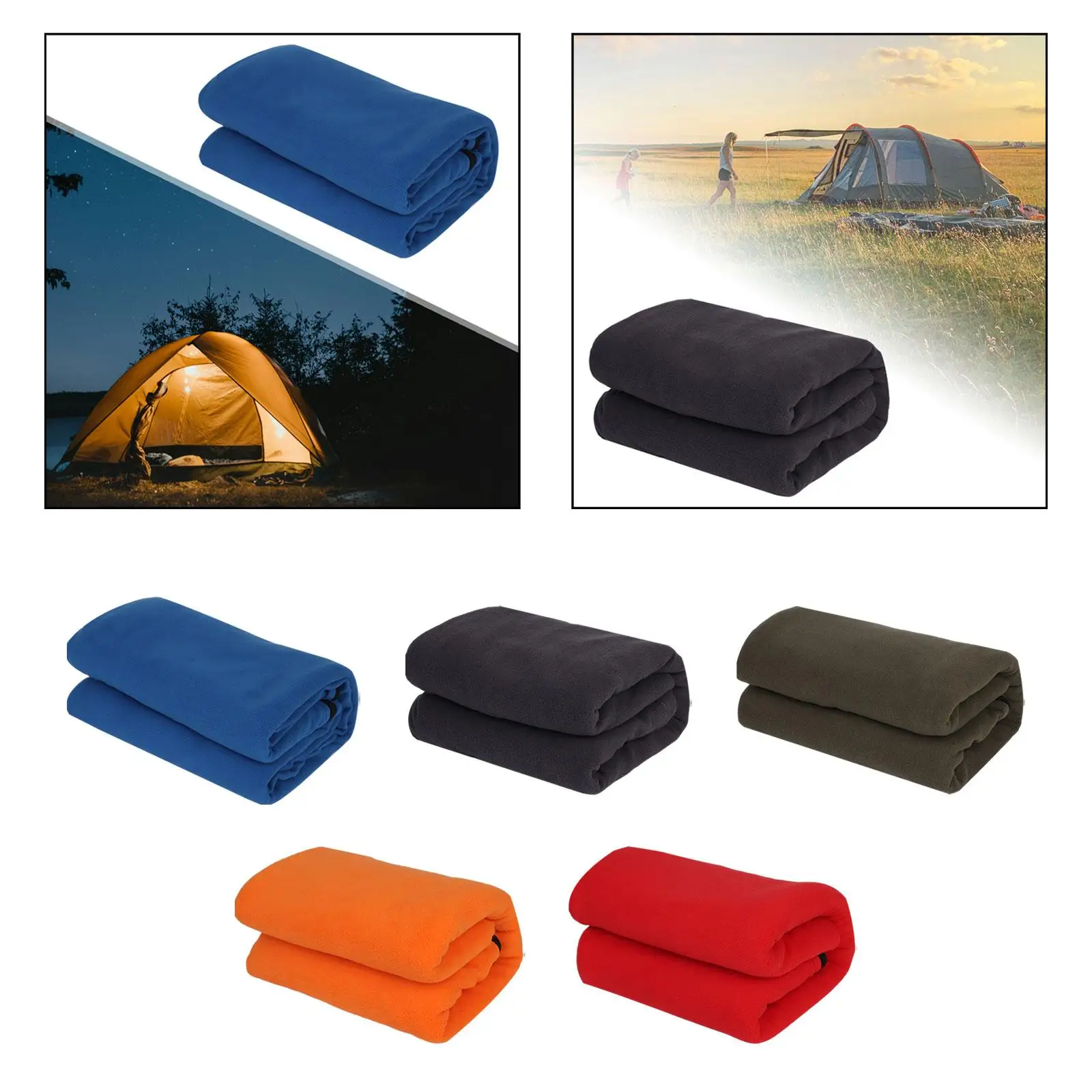 Fleece Sleeping Bag Liner Camping Blanket Zippered Single Sleeping Bag for