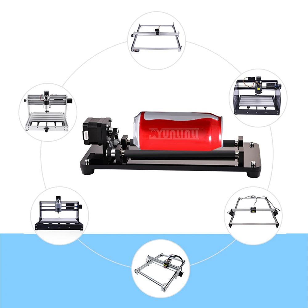 Laser Engraving Machine Accessory - Rotating Roller Platform Three speed rotation axis for Cylinder Soda Can Thermos Cup Carving