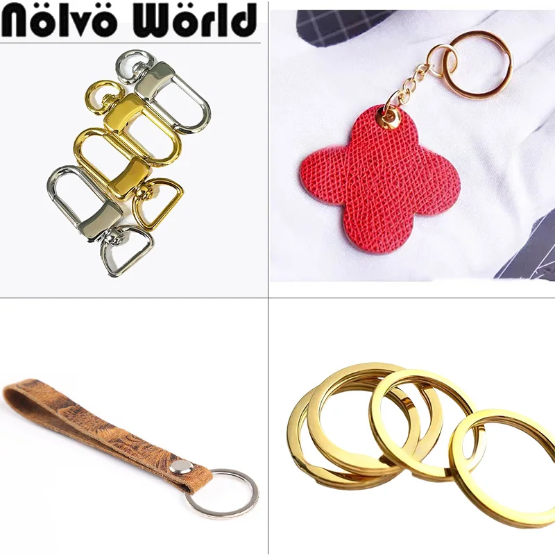 Gold,Silver Metal Keychain O Ring For Women Man Bags Strap Round Key Rings Snap Hook Connector Buckles Fishhook DIY Accessories