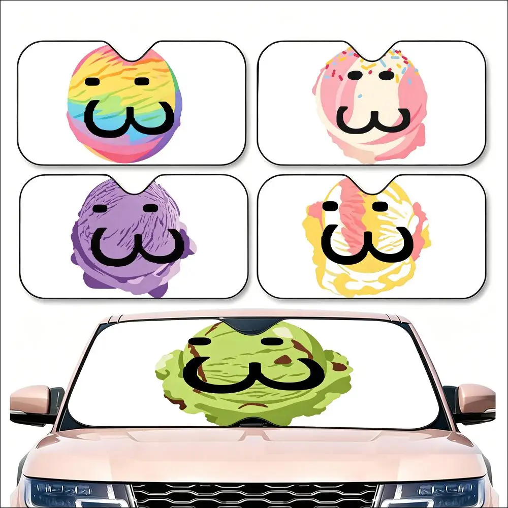 

Pattern Ugly Cute Ice Cream Sun Visor Car Windshield Sunshade | Reusable Aluminum Foil UV Heat Insulation Sun Visor Cover