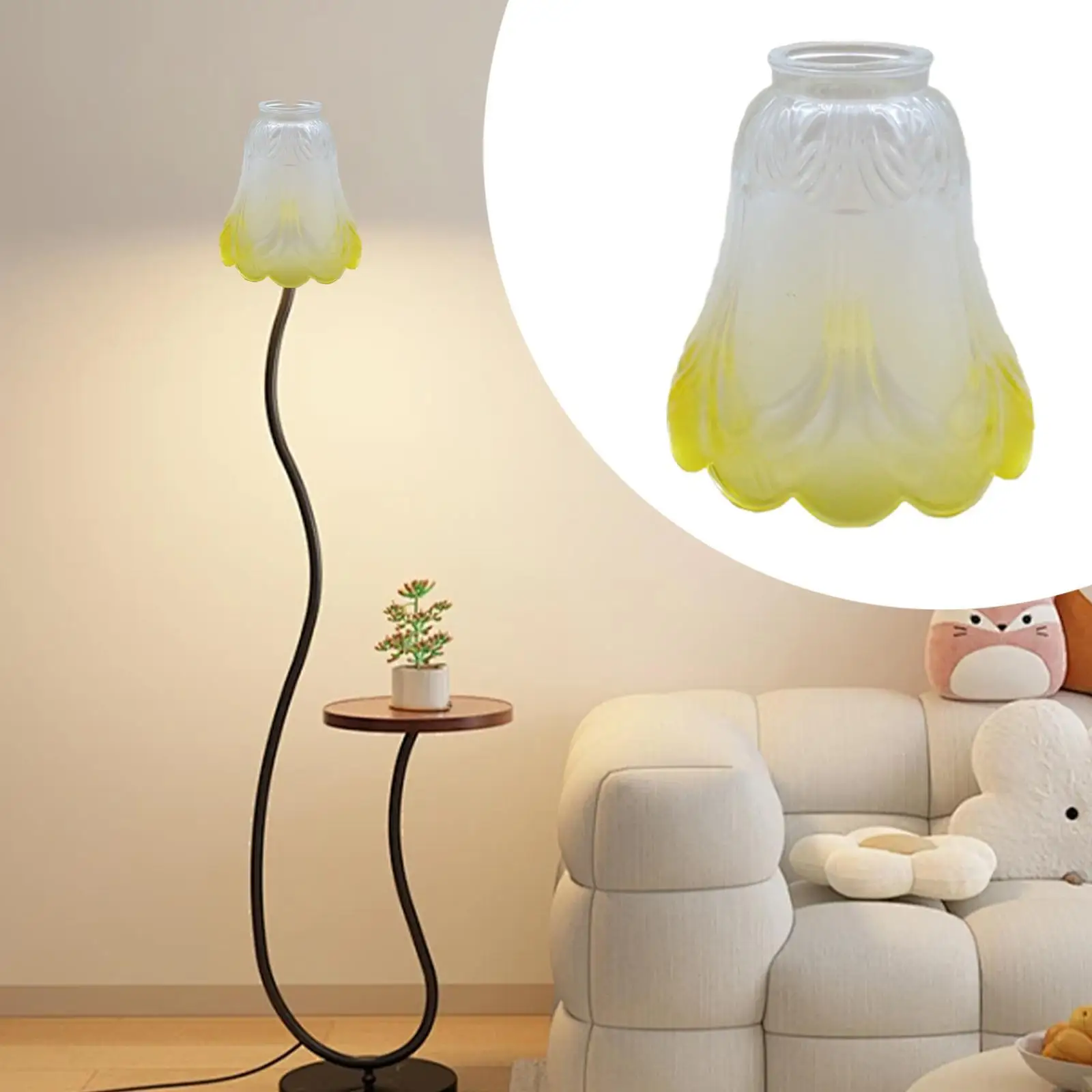 

Glass Lamp Shade Easy Installation Lighting Accessories Modern Lamp Cover Flower Shaped Lampshade for Chandeliers Table Lamps
