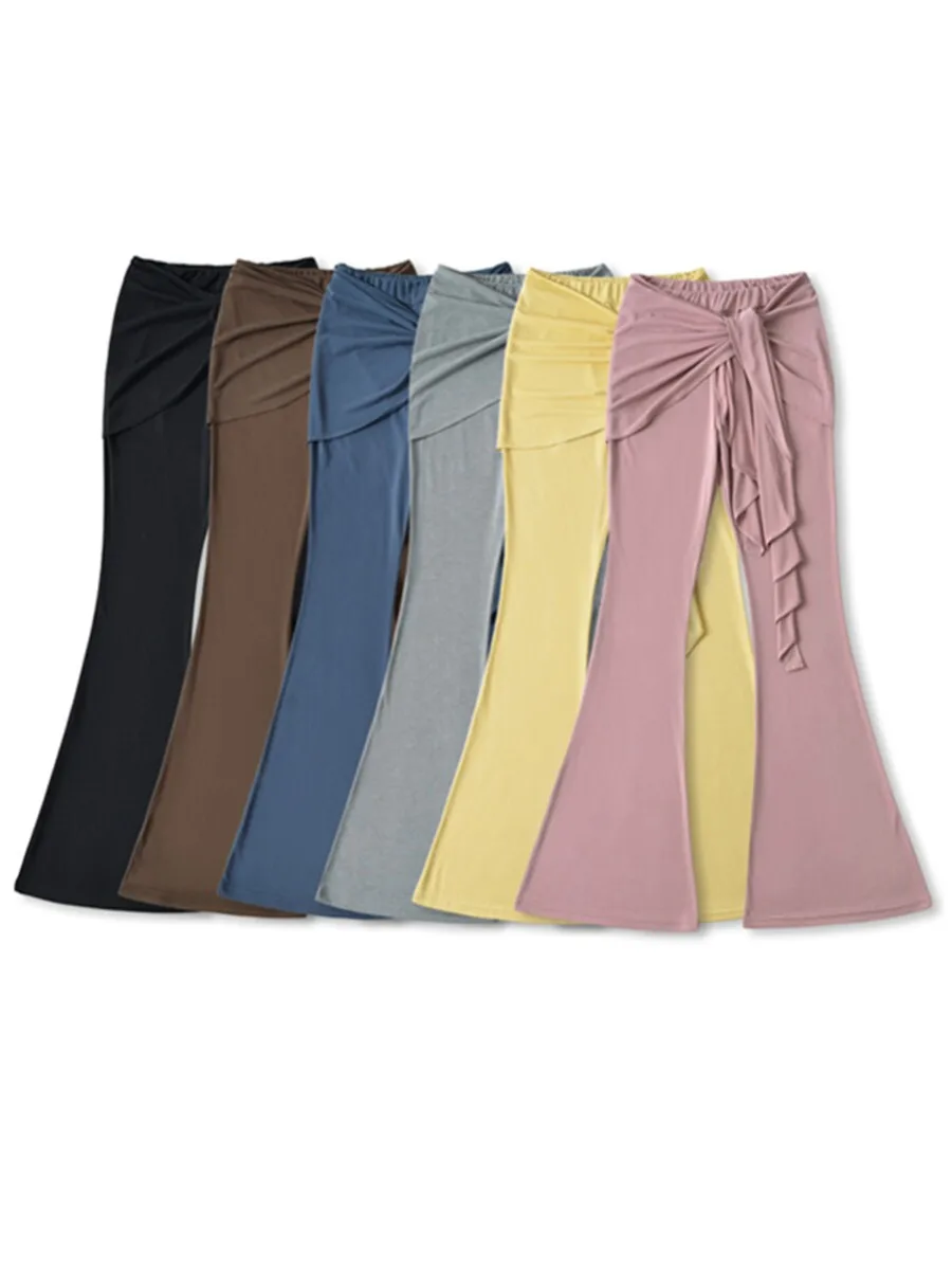 Ele été Long Dra Micro pantalon évasé femmes jambe allongeant longueur au sol pantalon décontracté rue Sle l taille