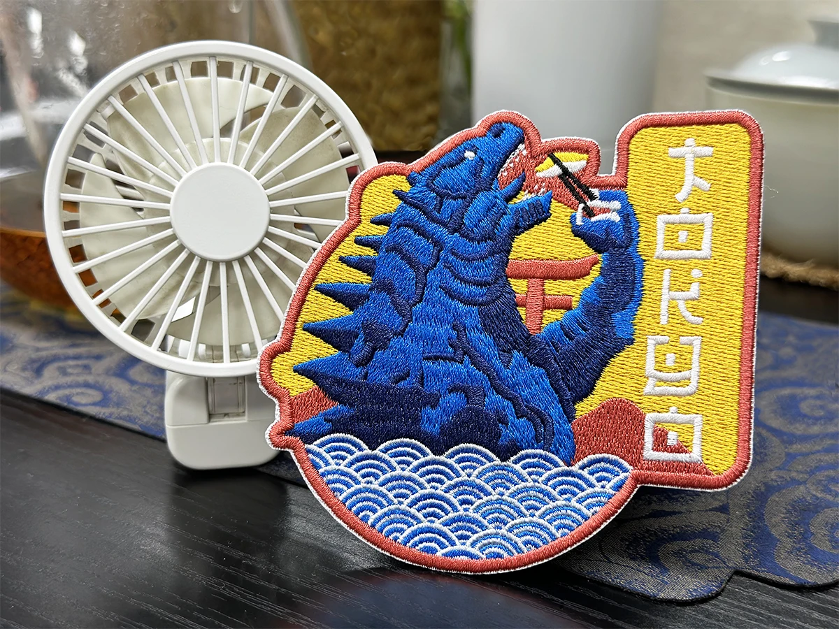 Tokyo Japan Dinosaurs Eat Sushi Travel Embroidered Patches Iron on Sew on Badge Souvenir Travel Embroidery Patch Monster Sushi