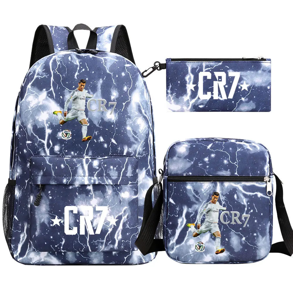 3pcs Simple Lightweight Backpacks CR7 Sports Casual Travel Outdoor Backpacks Teens Laptop Mochilas sac a dos