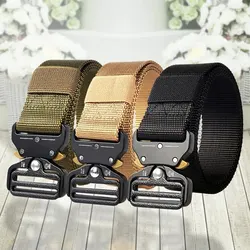 1pc Adjustable Men's Tactical Belt with Metal Buckle -125cm/49in -Perfect for Outdoor Activities