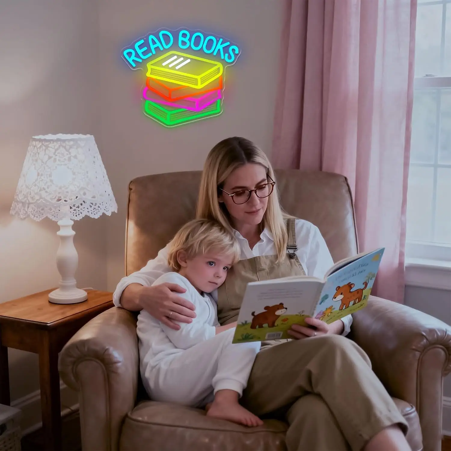 Read More Books Neon Sign for Classroom Decor LED Dimmable Cool Kids Read Neon Light for Reading Corner Library Study Room Decor