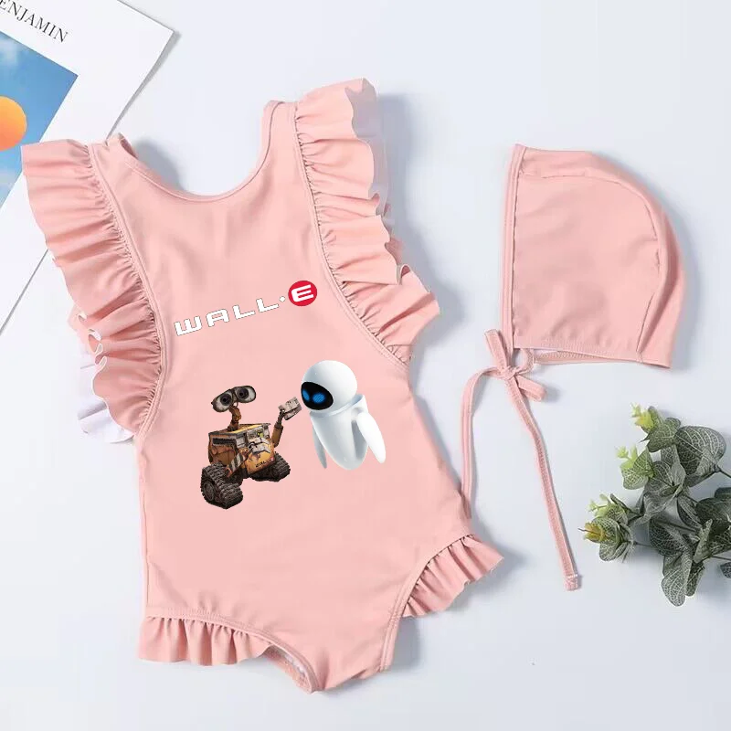 Wall-e bañador de Robot de dibujos animados para niños, traje de baño de verano, ropa de playa para niños, Bikini de una pieza, vestidos para niñas