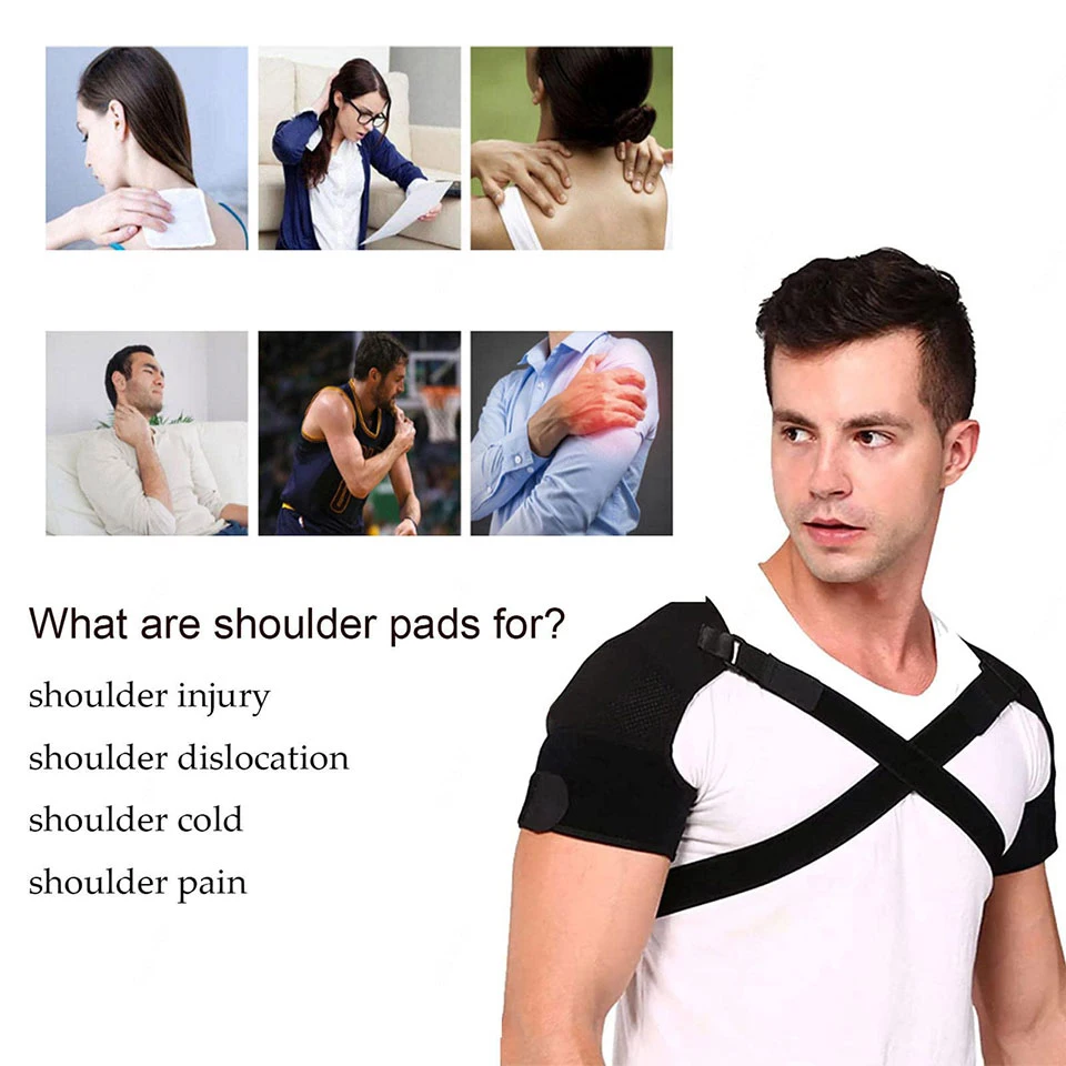 Double Shoulder Brace Wrap Neoprene Protector Compression Sleeve for Pain Relief & Recovery Adjustable Shoulders Support Strap