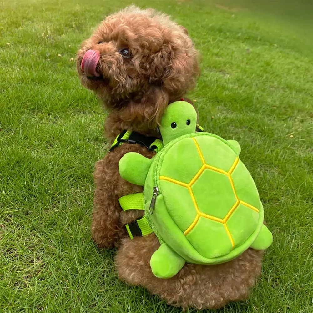 

Dog Harness Backpack Cartoon Turtle-Shaped Zipper Closure Adjustable Pet Self Carrier Snack Bag Cartoon Turtle-Shaped