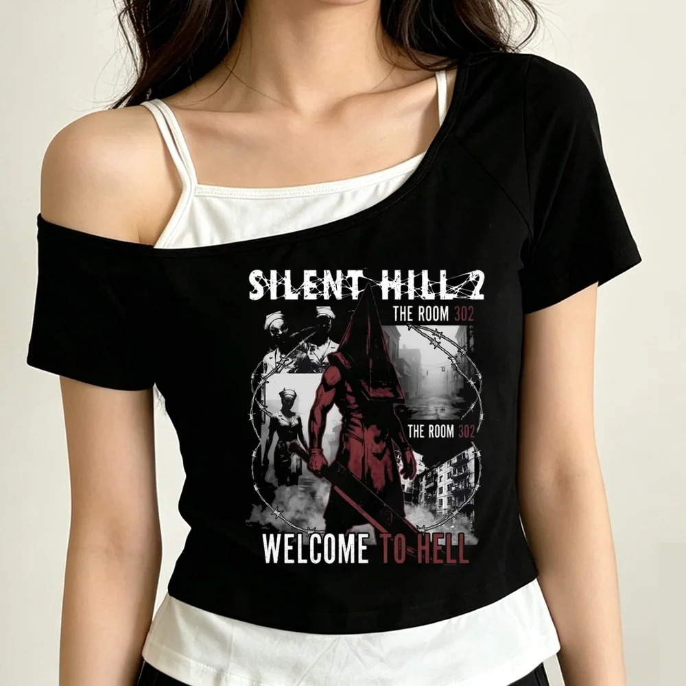 Silent Hill cropped top teen japanese gothic party top tees clearance sales gyaru cute baddie