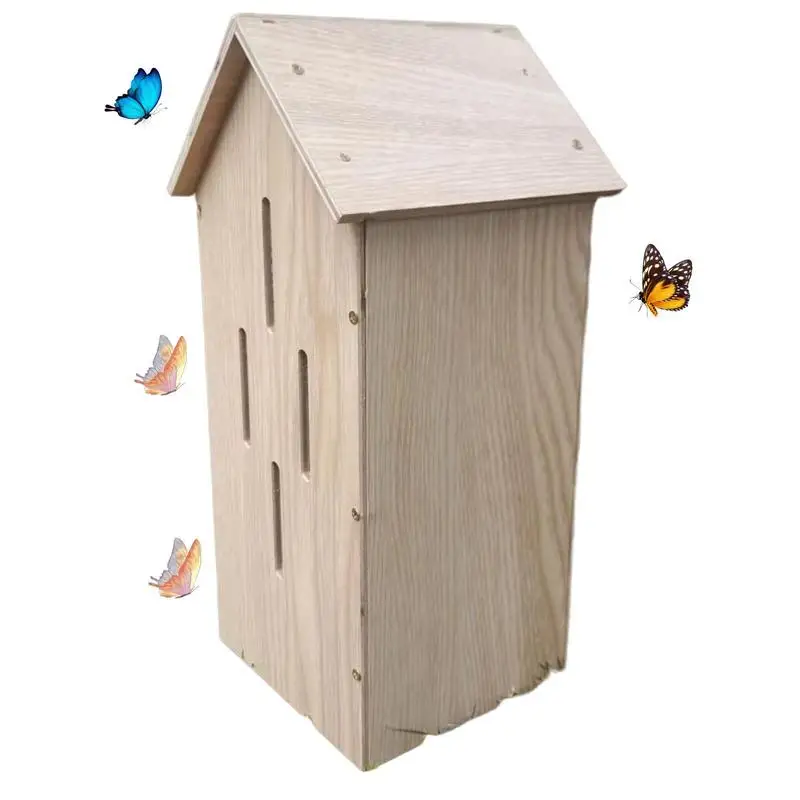 Wooden Bee House Wood Bee Room Hotel Shelter Nests Box Insect House Shelter For Garden Tool Decoration Beekeeping Equipment