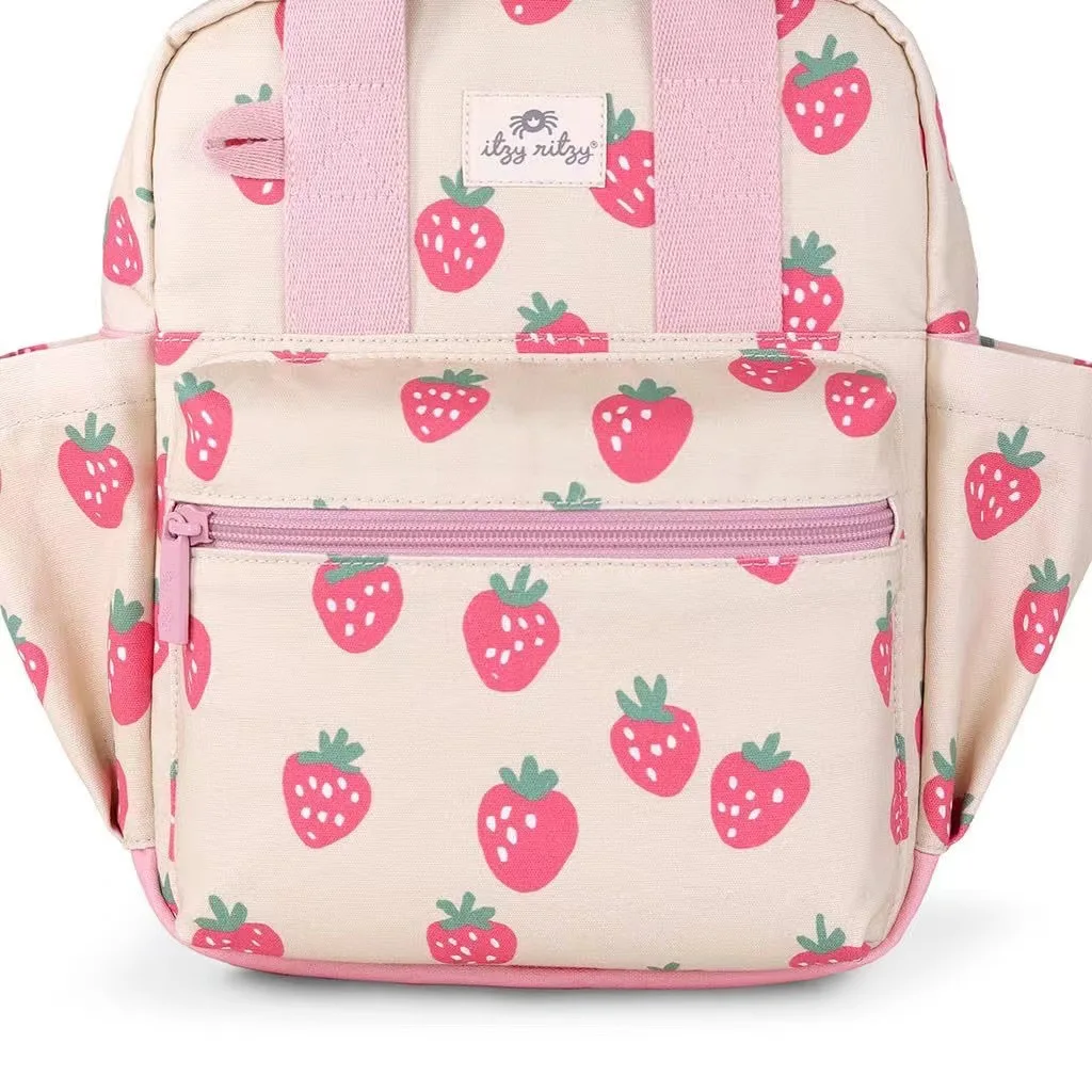 New Summer Cartoon Kindergarten Baby Backpack Embroidered Strawberries Fresh Color Contrasting Backpack