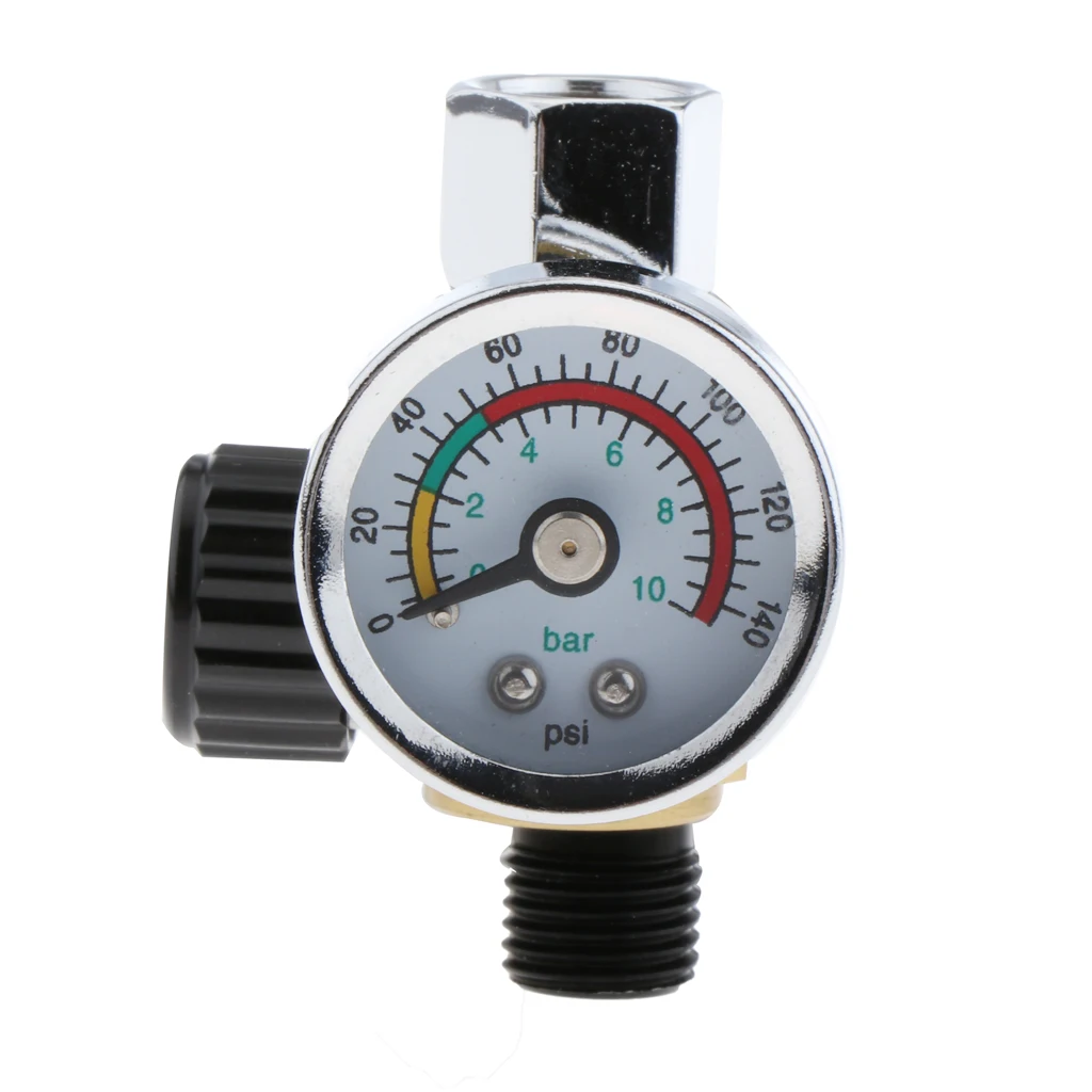 HVLP Gravity Feed Mini Air Pressure Regulator Gauge 0-140PSI/10Bar Auto