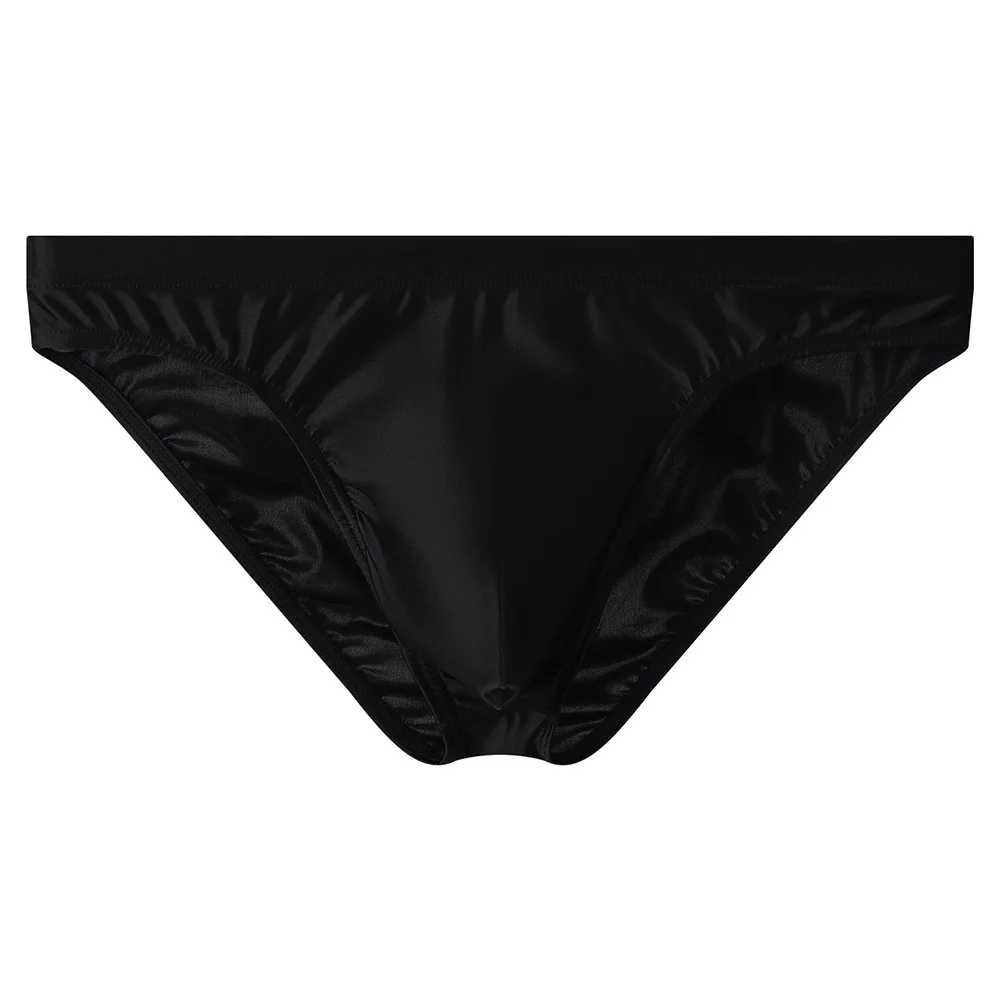 

Solid Brown Men's Satin Underwear Briefs Low Cut Stretchy Bikini Bottoms Comfortable Contour Pouch For Home Sleep Daily Casual