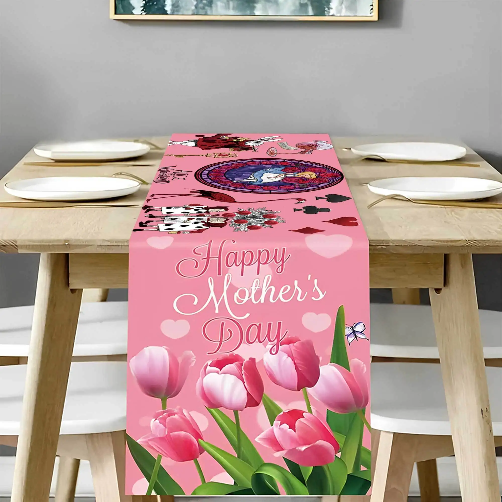 

Цельная дорожка для стола Disney «Алиса в стране чудес», с рисунком Алисы, безумного Шляпника и чеширским котом — идеально подходит для сезонного кухонного декора