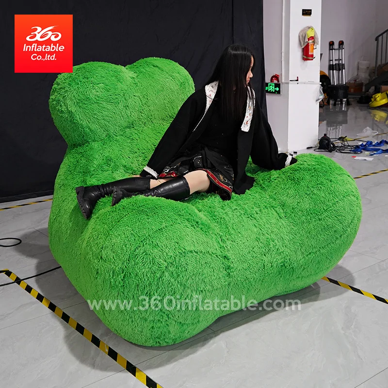 Living Room Custom Indoor Lazy long plush Air Pump Lounge Sofa Bed giant Inflatable Movie Chair Couch Sofa