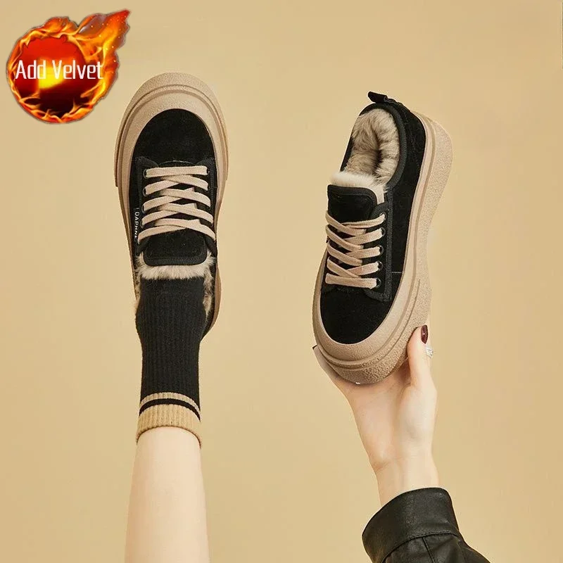 

Winter Platform Cotton Shoes for Women Anti Slip Warm Comfort Plus Women Snow Boots Furry Plush Chunky Women Shoes Zapatos Mujer