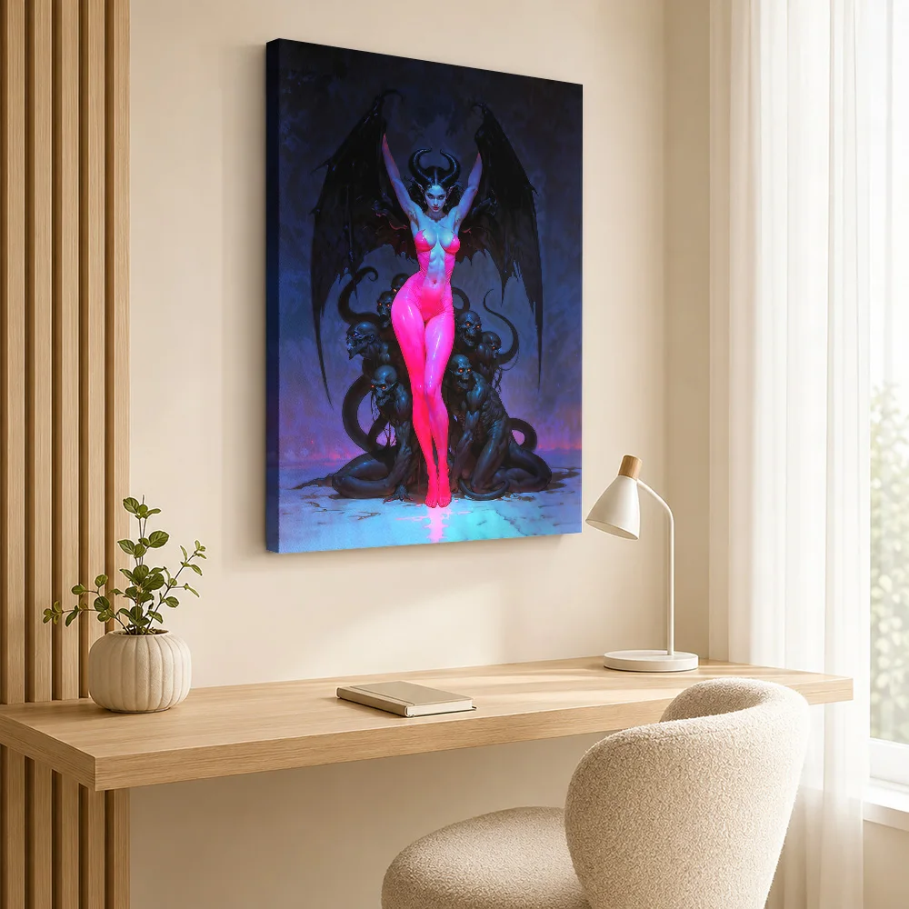 Queen Lilith Canvas Painting Poster Personalized Gothic Horror Canvas Wall Art for Game Room Decor Ready to Hang Gift for Fans