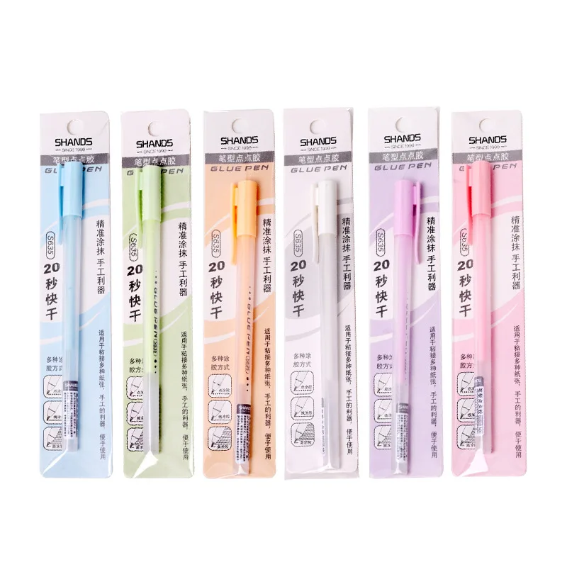 1pc Candy Color Glue Pen Quick-Drying Manual Dispensing Pen Solid Glue Stick Student Handbook Diy High Viscosity Glue Office