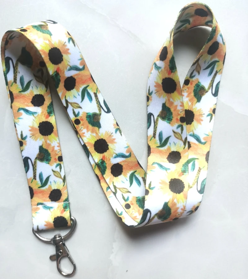 New 1 pcs sunflower Lanyards Keys Neck Strap For Card Badge Key Chain Lanyard Key Holder DIY Hang Rope Keyrings